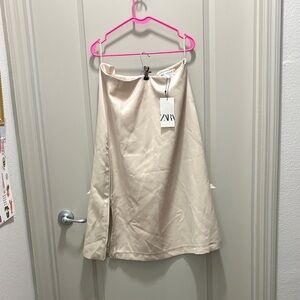 Zara Elegant Beige A-Line Skirt